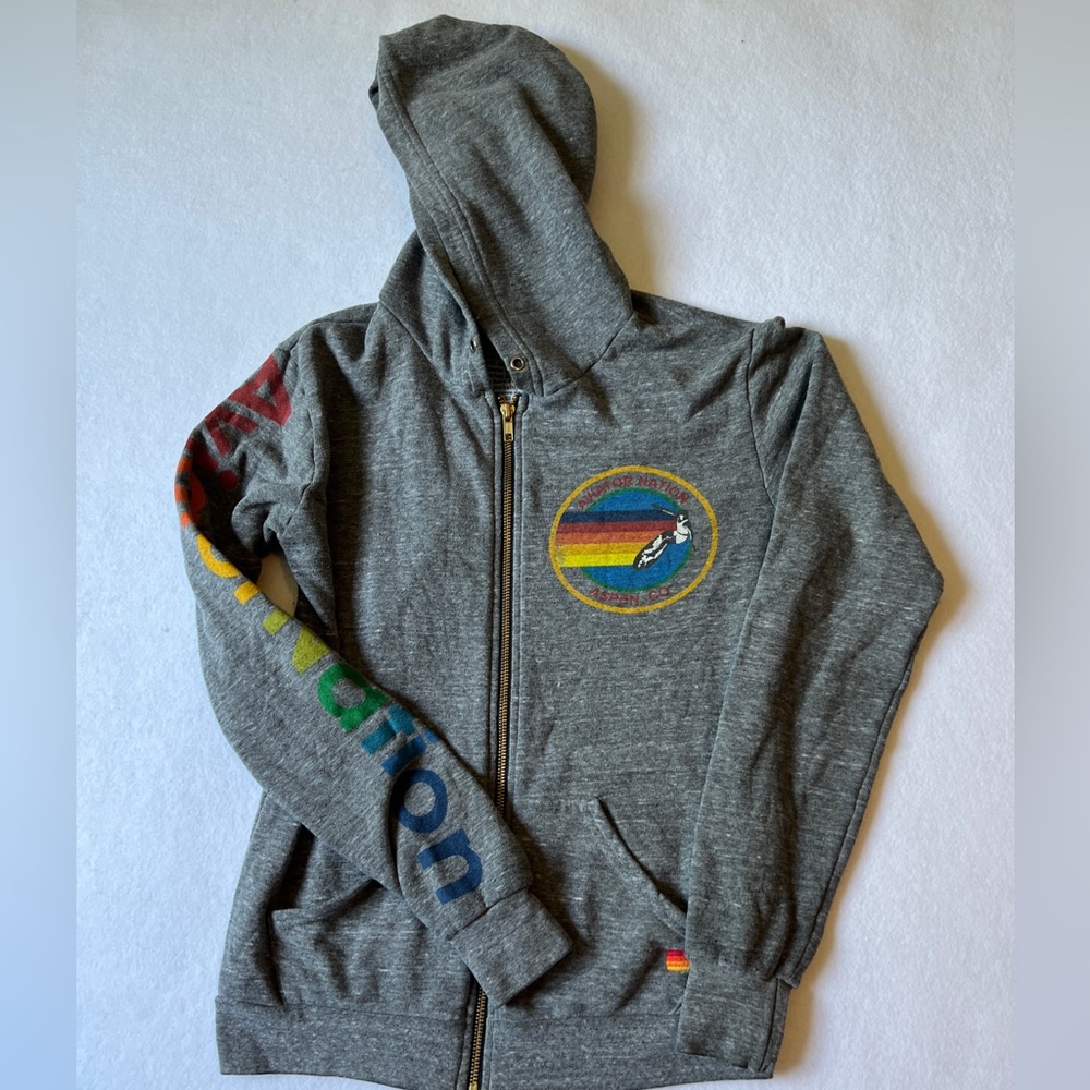 Aviatior Nation zipup hoodie charcoal sweatshirt size xs full zip